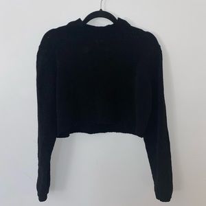 Black Long Sleeve Cropped Sweater